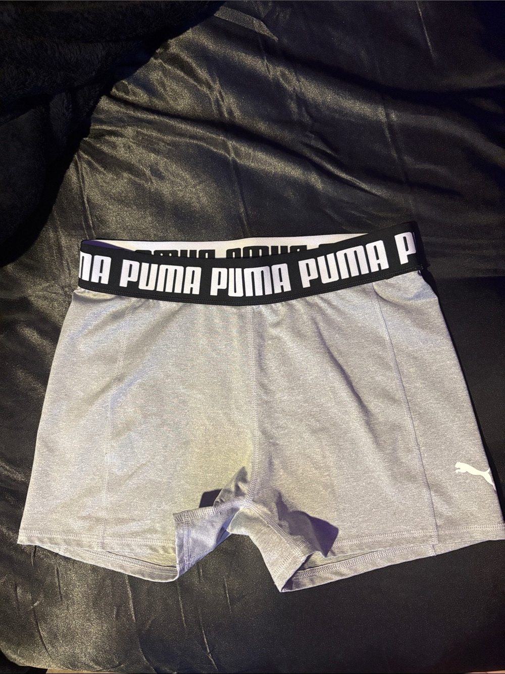 Puma Black & Grey Logo Waistband Sport Shorts